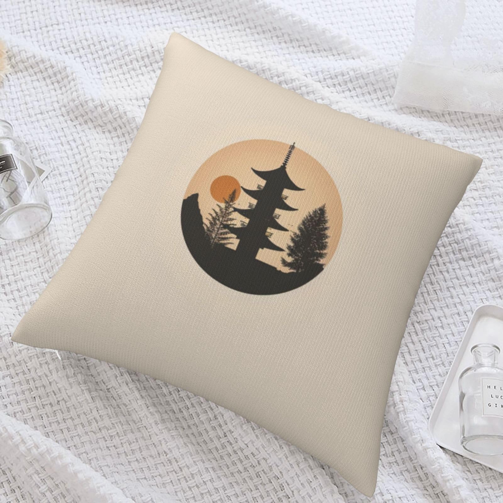 Amazon.co.jp: クッションカバー 45×45cm 和風 寺 太陽 和柄 抱き枕